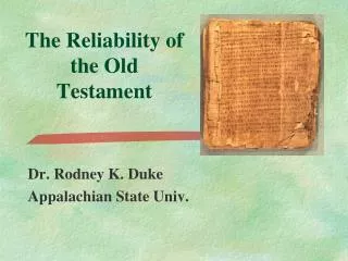 The Reliability of the Old Testament