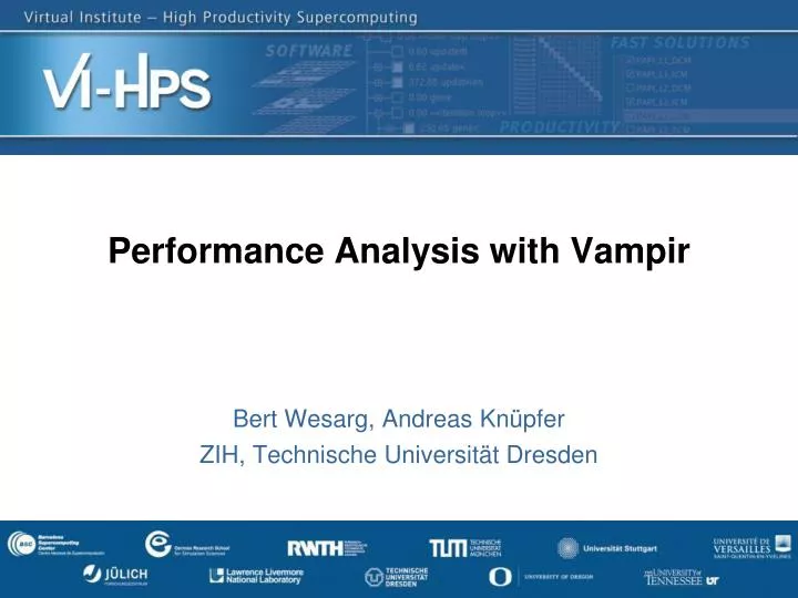 performance analysis with vampir