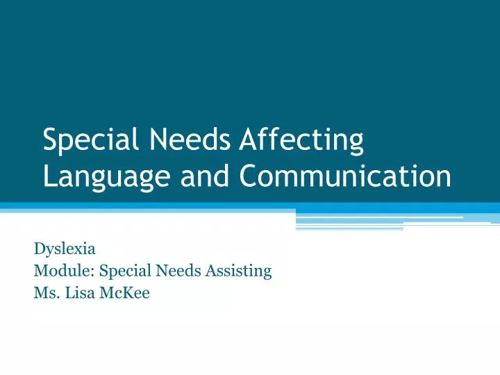 special needs affecting language and communication