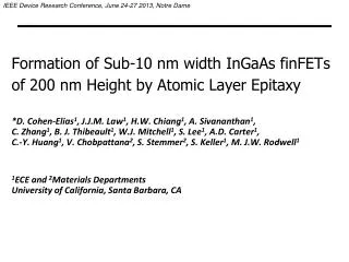 Formation of Sub-10 nm width InGaAs finFETs of 200 nm Height by Atomic Layer Epitaxy