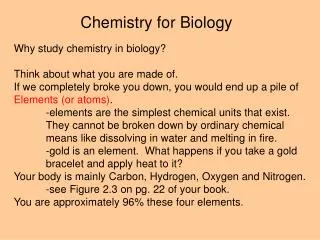 Chemistry for Biology