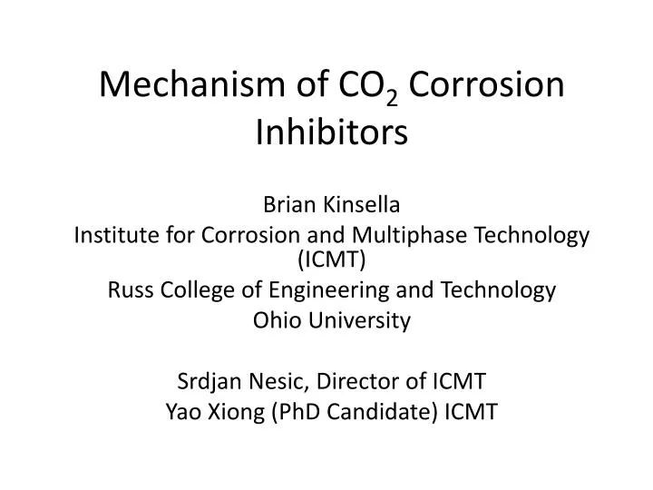 mechanism of co 2 corrosion inhibitors