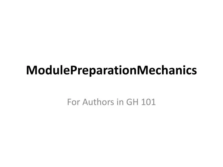 modulepreparationmechanics