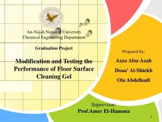 An-Najah National University Chemical Engineering Department Graduation Project