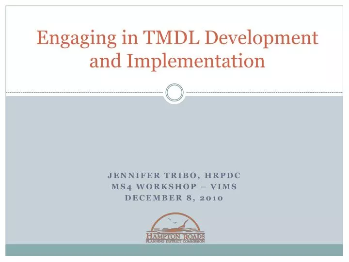 engaging in tmdl development and implementation