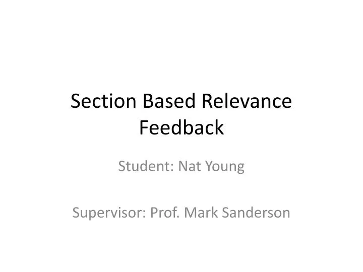 section based relevance feedback