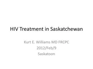HIV Treatment in Saskatchewan