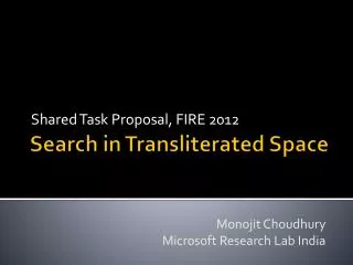 Search in Transliterated Space