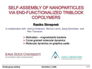 SELF-ASSEMBLY OF NANOPARTICLES VIA END-FUNCTIONALIZED TRIBLOCK COPOLYMERS
