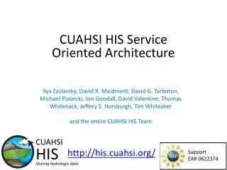 CUAHSI HIS Service Oriented Architecture