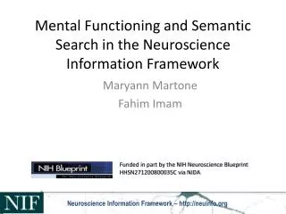 Mental Functioning and Semantic Search in the Neuroscience Information Framework