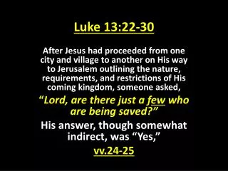 Luke 13:22-30