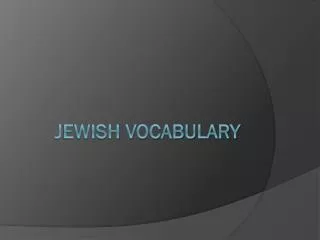 Jewish Vocabulary