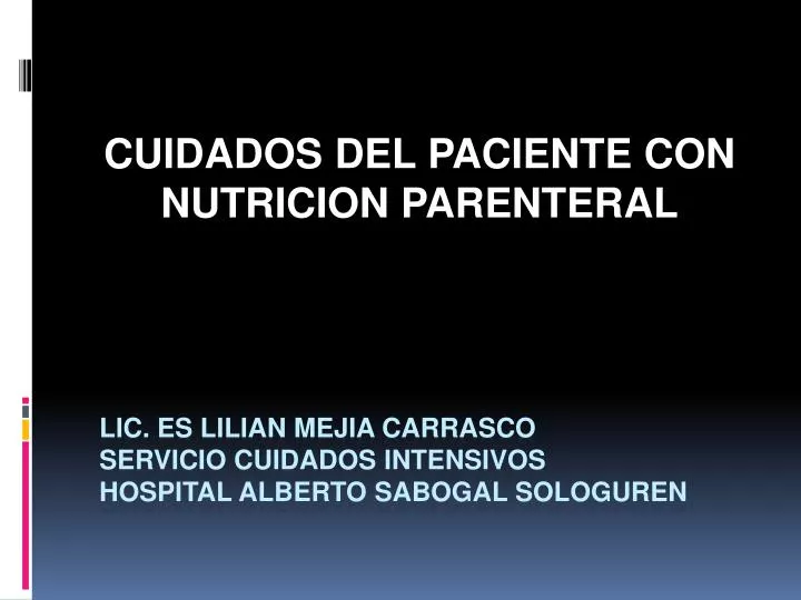 cuidados del paciente con nutricion parenteral