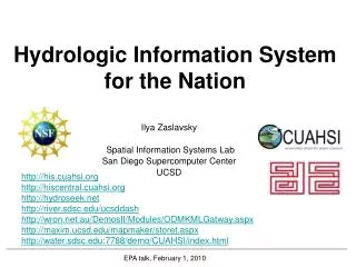 Hydrologic Information System for the Nation