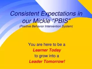 Consistent Expectations in our Mickle &quot;PBIS&quot; ( Positive Behavior Intervention System)