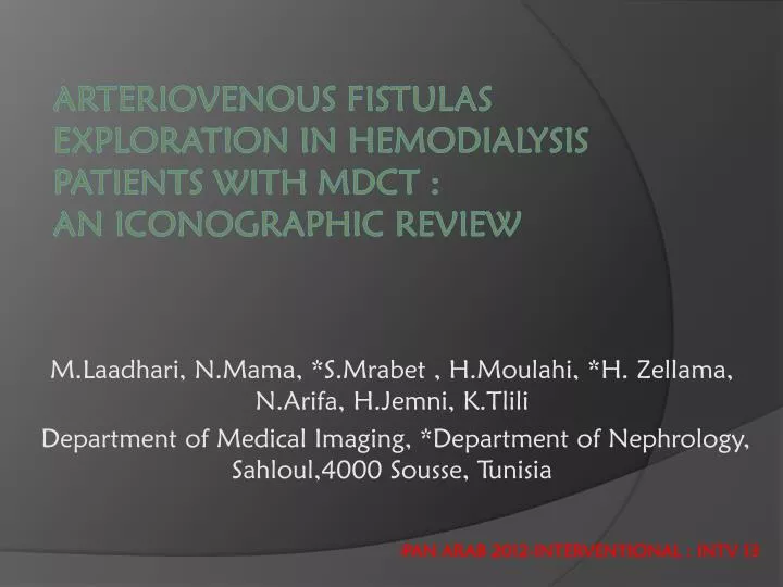 arteriovenous fistulas exploration in hemodialysis patients with mdct an iconographic review