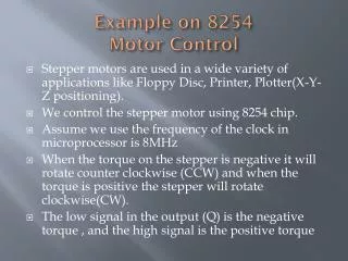 Example on 8254 Motor Control