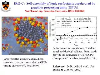IRG-C: Self-assembly of ionic surfactants accelerated by graphics processing units (GPUs)
