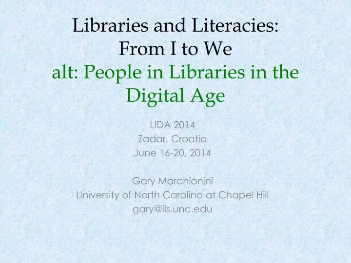 libraries and literacies from i to we alt people in libraries in the digital age