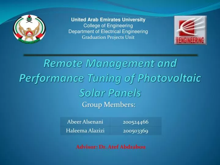 remote management and performance t uning of photovoltaic s olar p anels