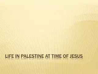 Life in Palestine at time of Jesus