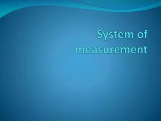 system of measurement