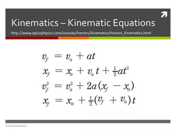 kinematics kinematic equations