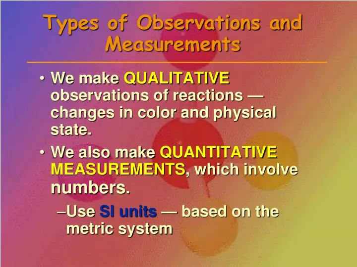 types of observations and measurements