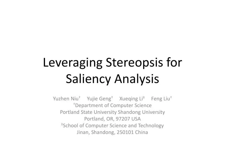 leveraging stereopsis for saliency analysis