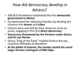 How did democracy develop in Athens?