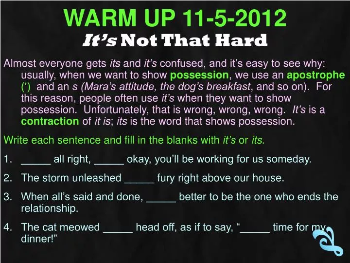 warm up 11 5 2012