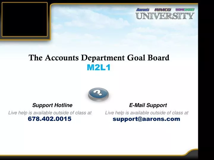 the accounts department goal board m2l1