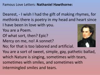 Famous Love Letters: Nathaniel Hawthorne: