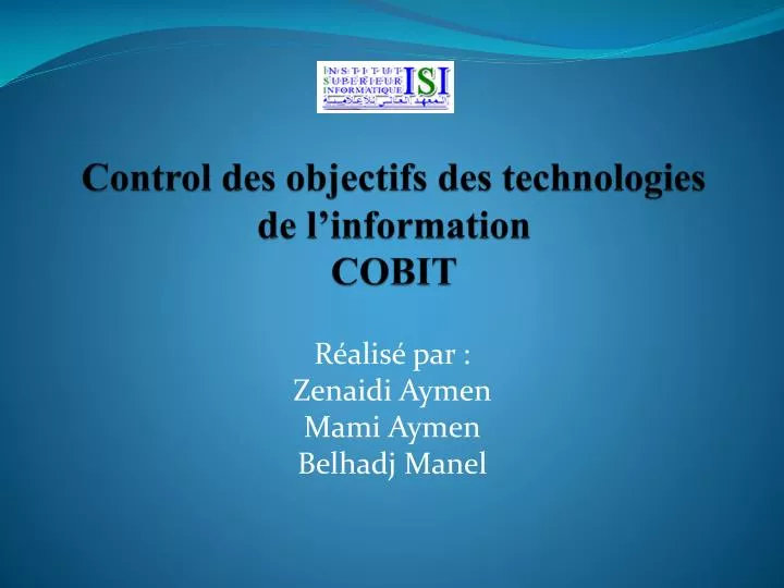 control des objectifs des technologies de l information cobit