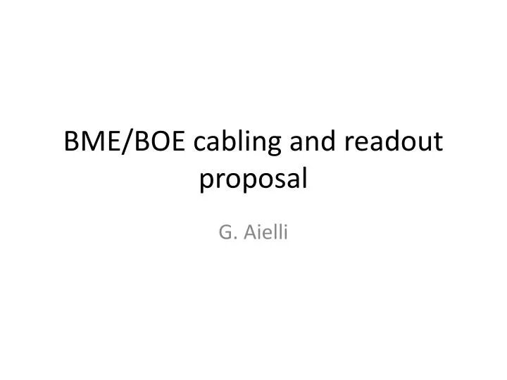 bme boe cabling and readout proposal