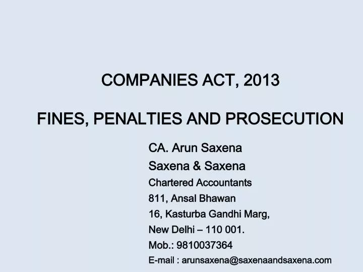 companies act 2013 fines penalties and prosecution