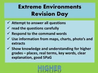 Extreme Environments Revision Day