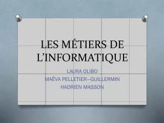 les m tiers de l informatique