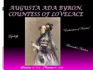 Augusta Ada Byron, Countess of Lovelace