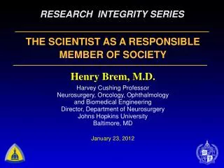 RESEARCH INTEGRITY SERIES