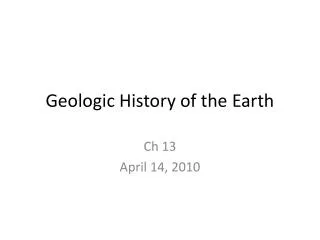 Geologic History of the Earth