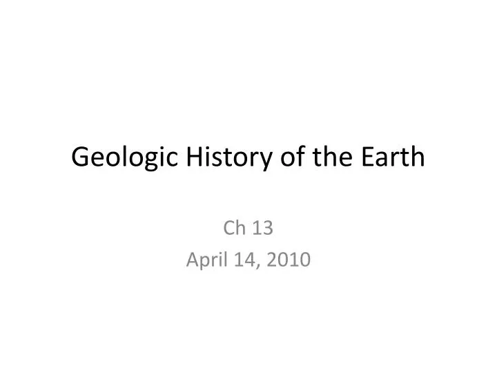 geologic history of the earth