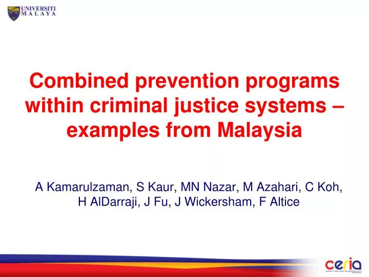 combined prevention programs within criminal justice systems examples from malaysia