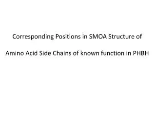 Corresponding Positions in SMOA Structure of Amino Acid Side Chains of known function in PHBH
