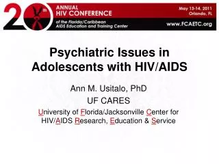 Psychiatric Issues in Adolescents with HIV/AIDS