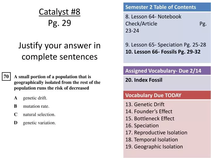 catalyst 8 pg 29 justify your answer in complete sentences