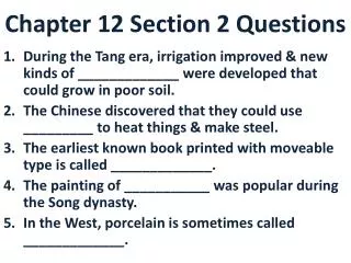 Chapter 12 Section 2 Questions