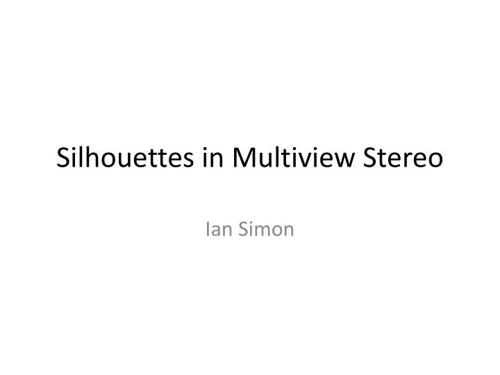 silhouettes in multiview stereo