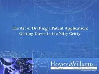 The Art of Drafting a Patent Application: Getting Down to the Nitty Gritty